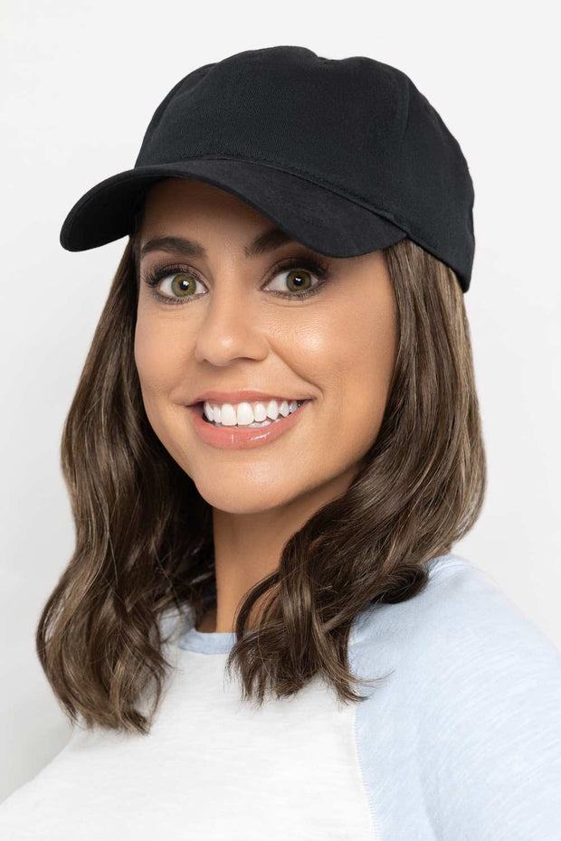 Baseball Hat with Hair: 8270 Wavy Hat Black by Henry Margu